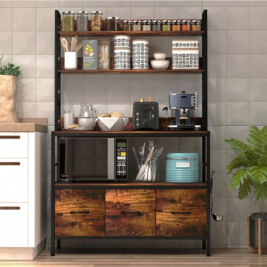 Kitchen Bakers Rack With 3 Bas - Microwave Oven review and price