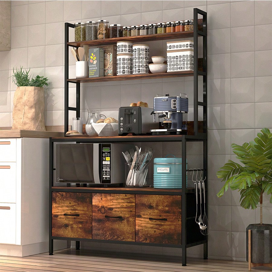 Kitchen Bakers Rack With 3 Bas - Microwave Oven review and price