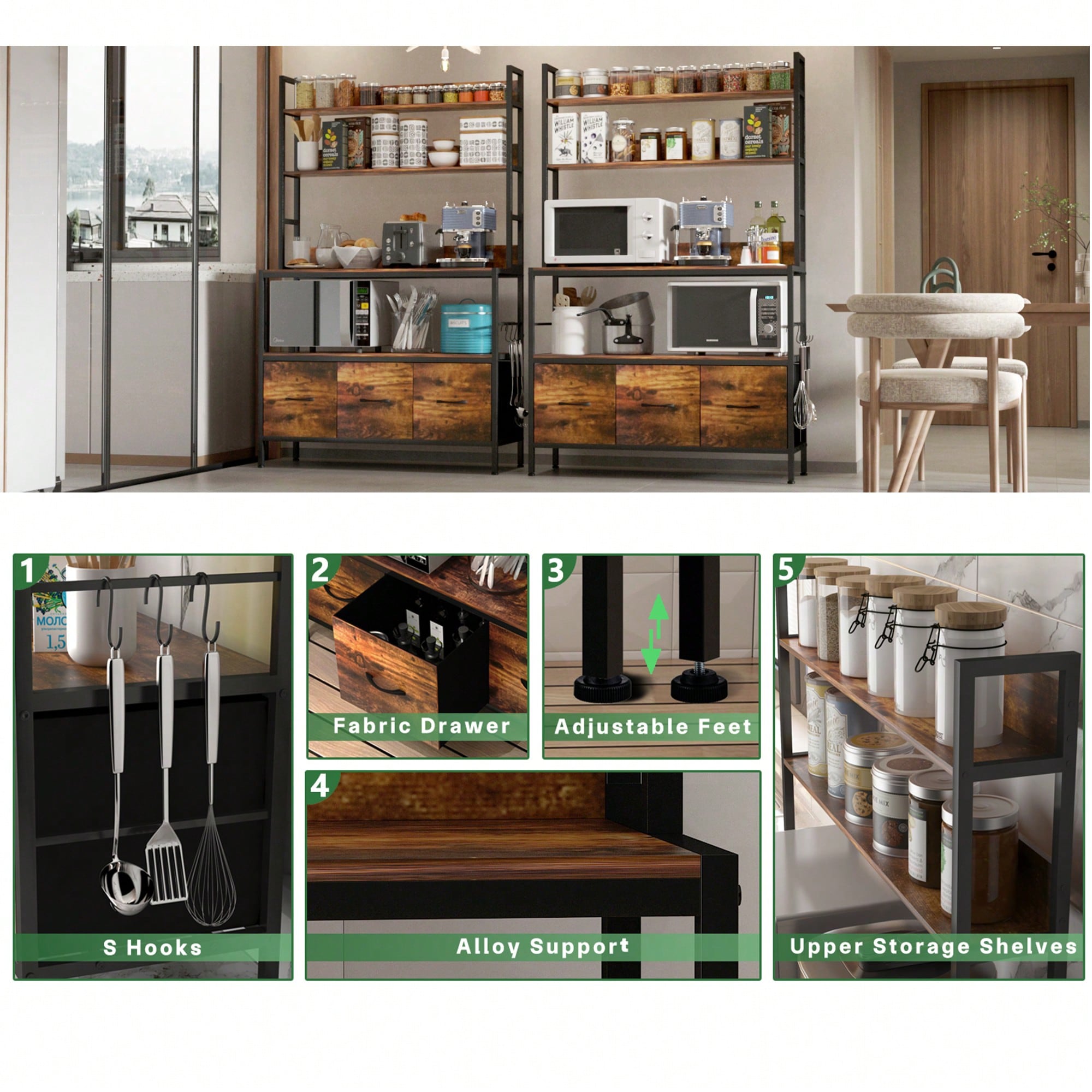 Kitchen Bakers Rack With 3 Bas - Microwave Oven review and price